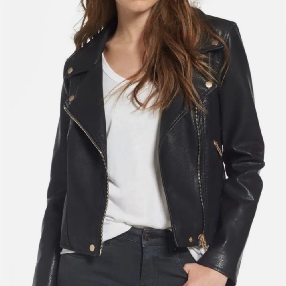 BLACK FAUX LEATHER JACKET BLANKNYC